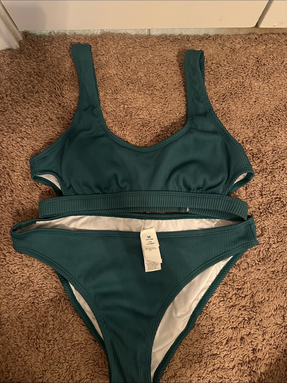 Teal Ribbed Two-Piece Bikini Set